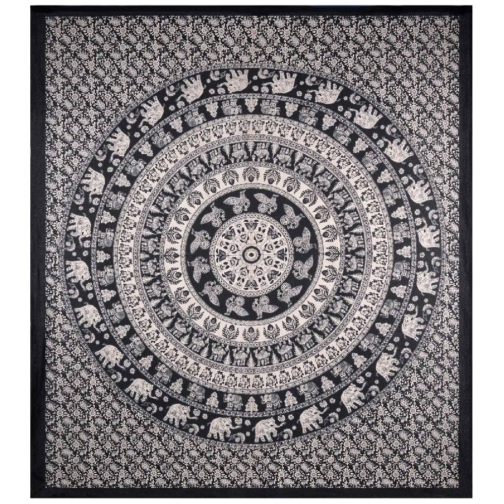 Kunst Und Magie Kunst Und Magie Tagesdecke Wandbehang Deko Tuch Elefant Mandala Ca. 210 X 235 Cm