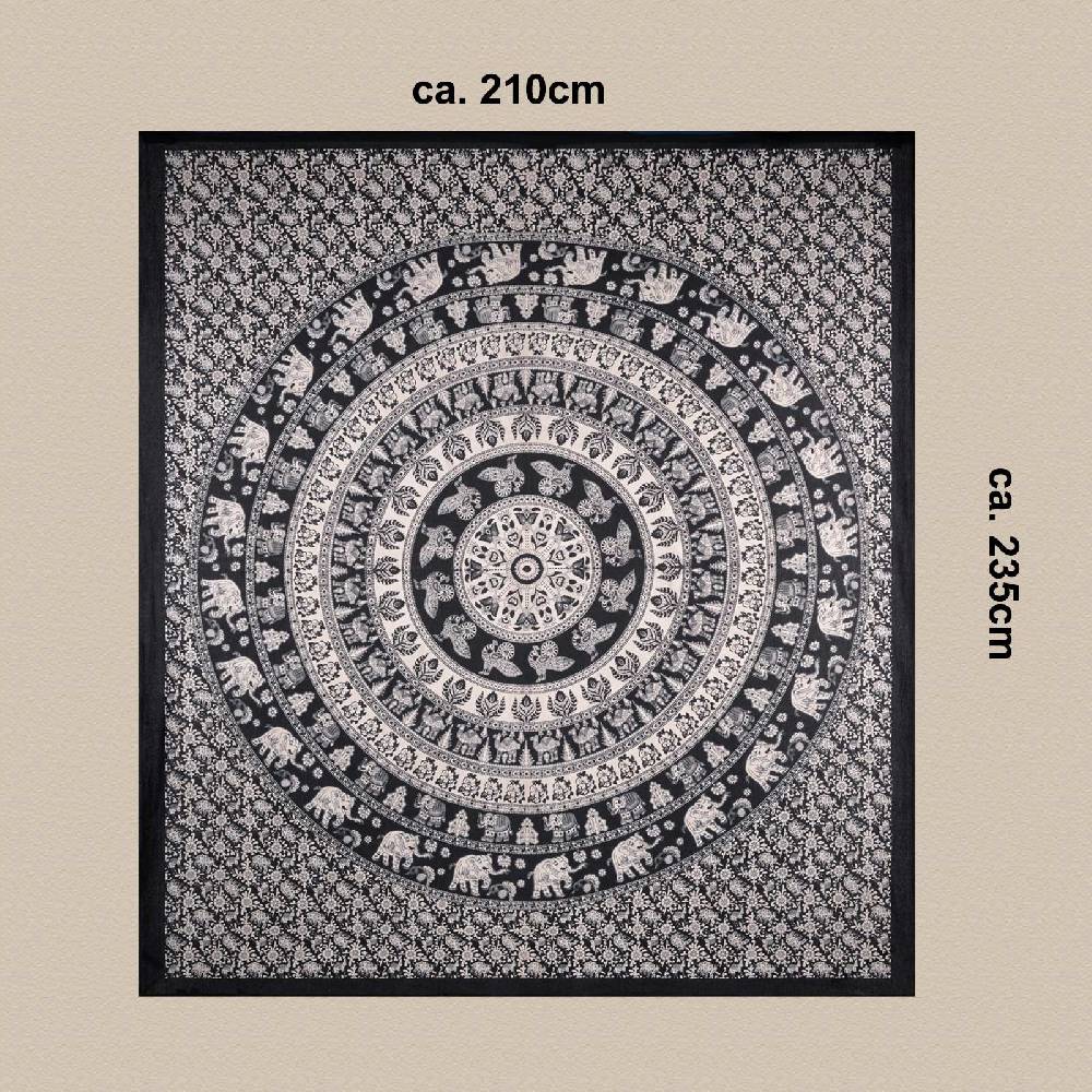 Kunst Und Magie Kunst Und Magie Tagesdecke Wandbehang Deko Tuch Elefant Mandala Ca. 210 X 235 Cm