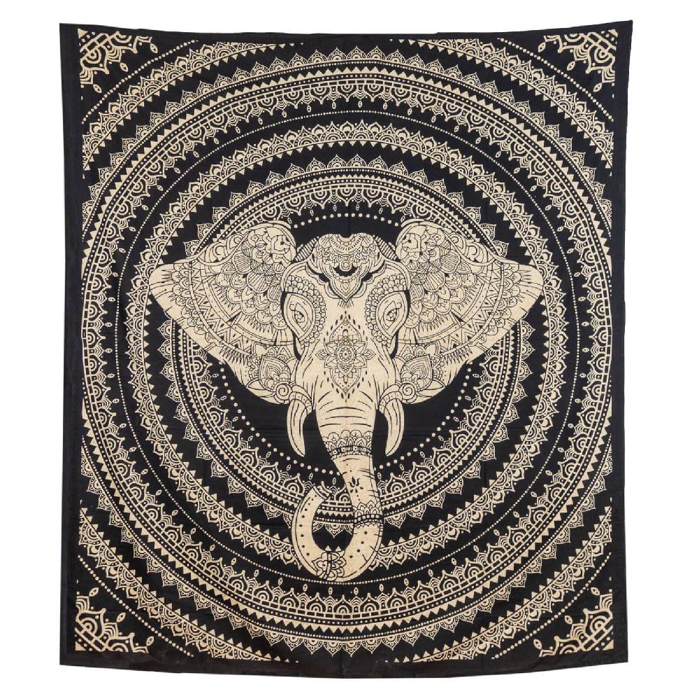 Kunst Und Magie Kunst Und Magie Tagesdecke Wandbehang Deko Tuch Elefanten Mandala Ca. 200 X 230cm