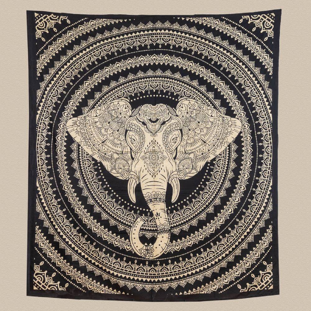Kunst Und Magie Kunst Und Magie Tagesdecke Wandbehang Deko Tuch Elefanten Mandala Ca. 200 X 230cm