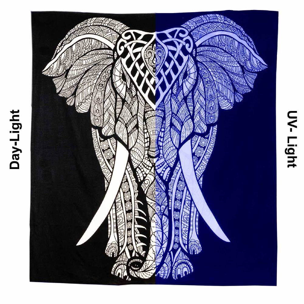 Kunst Und Magie Kunst Und Magie Tagesdecke Wandbehang Deko Tuch Elefant UV Aktiv Ca. 195 X 138 Cm