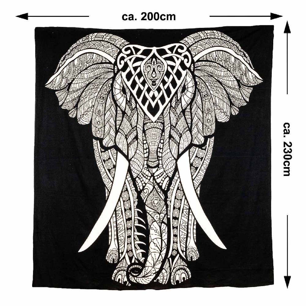 Kunst Und Magie Kunst Und Magie Tagesdecke Wandbehang Deko Tuch Elefant UV Aktiv Ca. 195 X 138 Cm