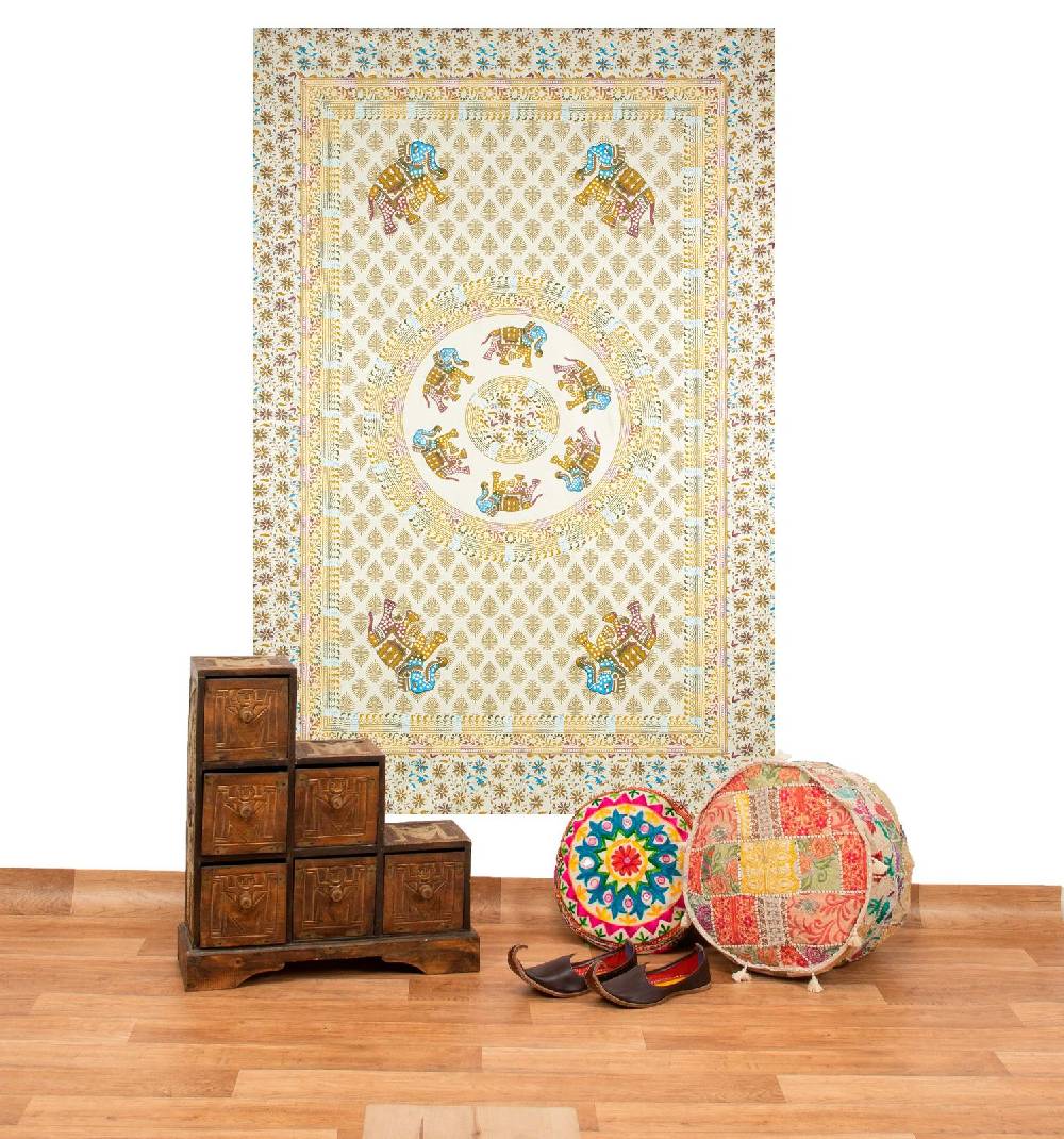Kunst Und Magie Kunst Und Magie Tagesdecke Wandbehang Deko Tuch Elefant Mandala Ca 135 X 200cm