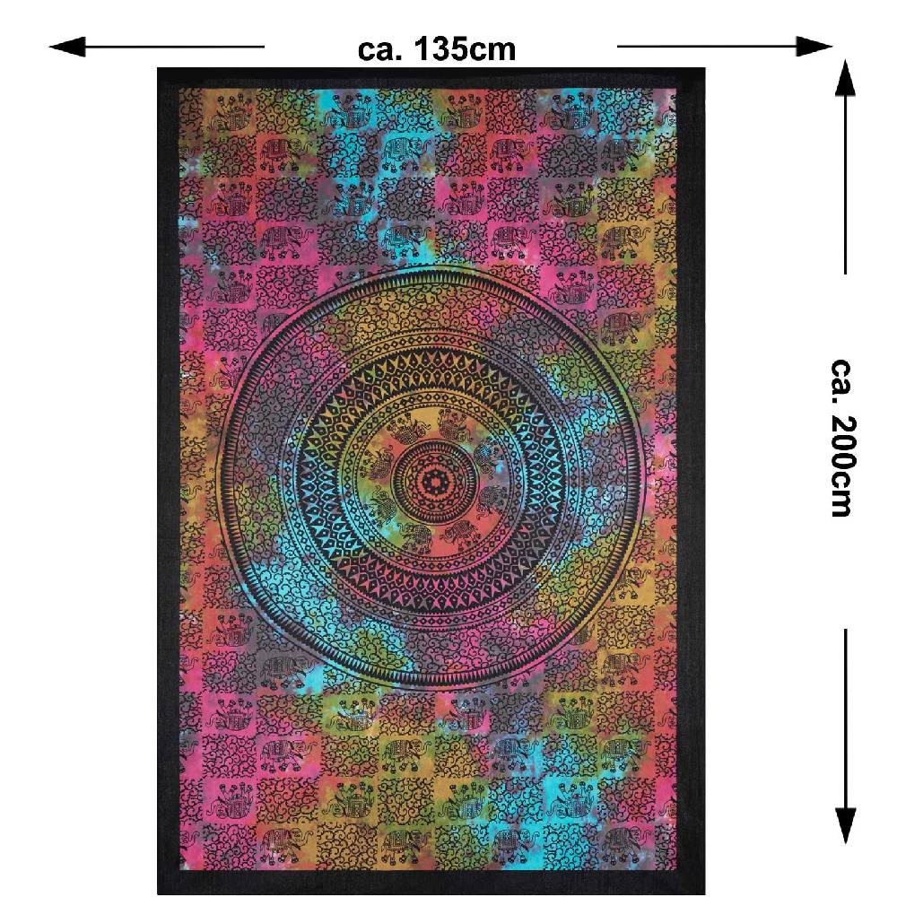 Kunst Und Magie Kunst Und Magie Tagesdecke Wandbehang Deko Tuch Elefant Mandala Ca 135 X 200cm