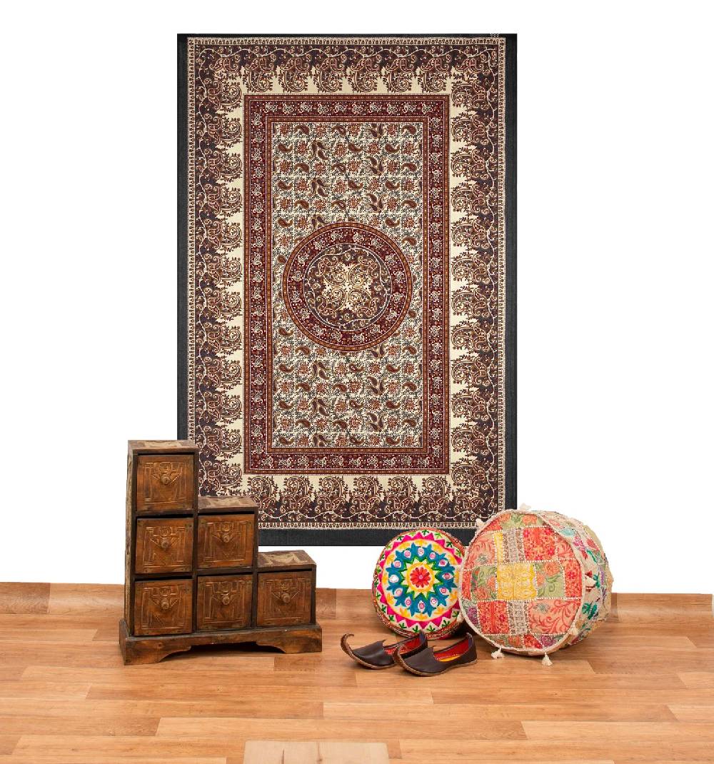 Kunst Und Magie Kunst und Magie Tagesdecke Wandbehang Deko Tuch Elefant Mandala ca 135 x 200cm