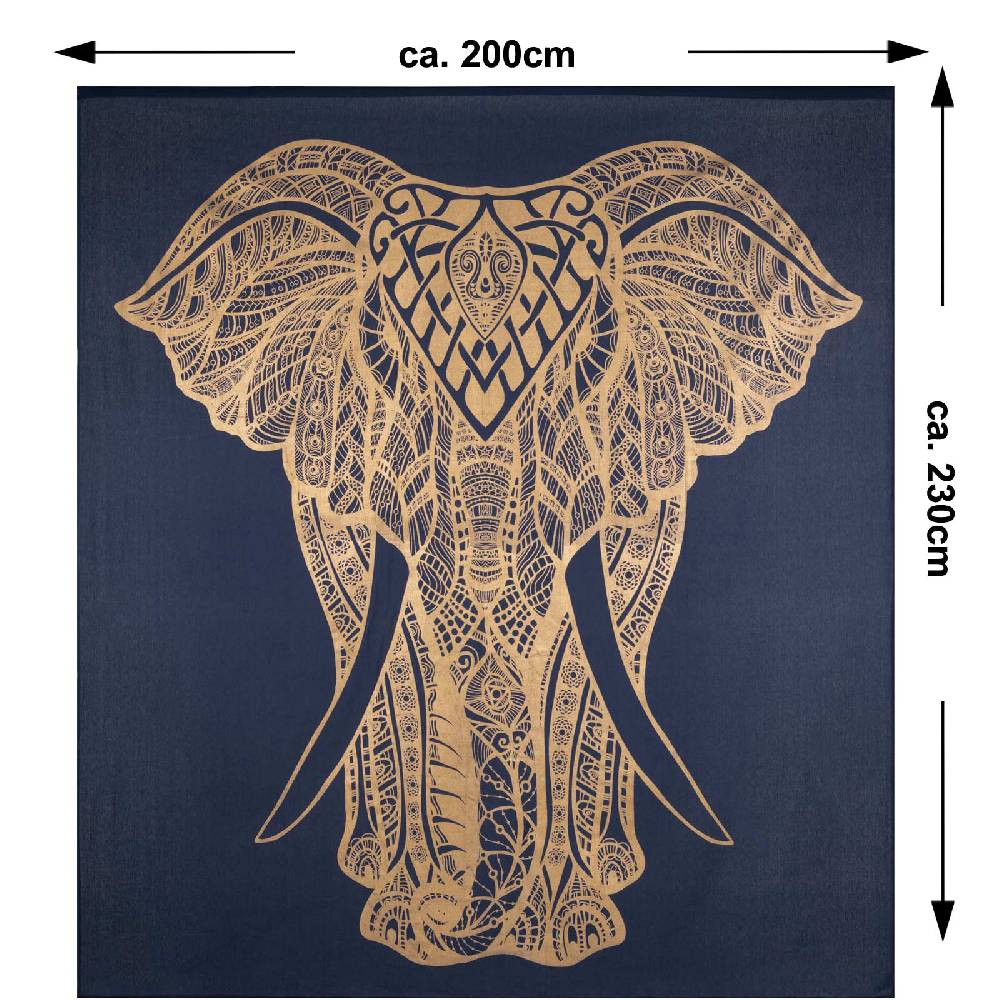 Kunst Und Magie Kunst Und Magie Tagesdecke Wandbehang Deko Tuch Goldener Elefant Ca. 200 X 230cm