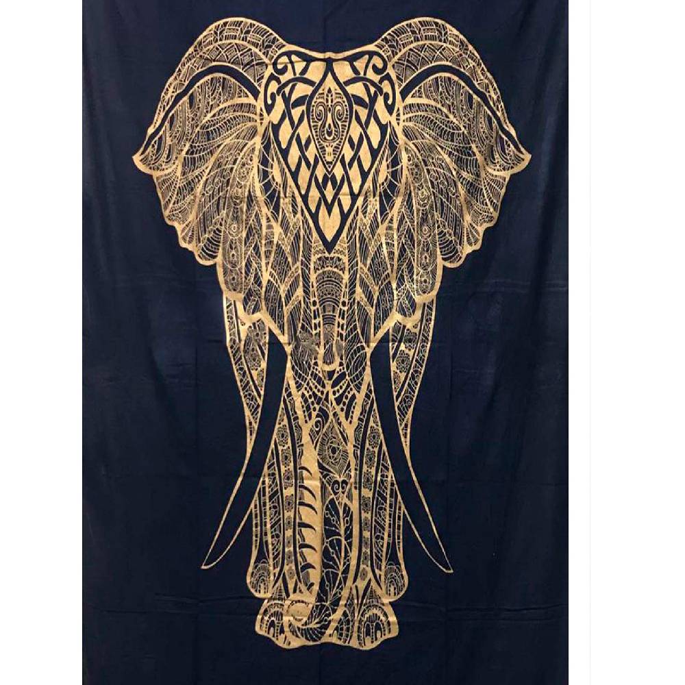Kunst Und Magie Kunst und Magie Tagesdecke Wandbehang Deko Tuch Goldener Elefant ca. 200 x135cm