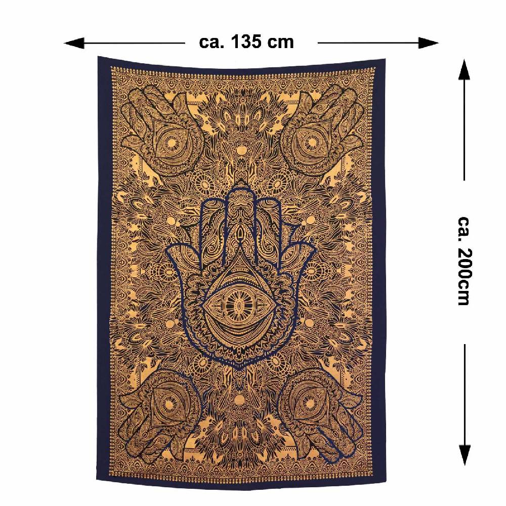 Kunst Und Magie Kunst Und Magie Tagesdecke Wandbehang Deko Tuch Goldene Hamsa Hand Ca. 200 X135cm