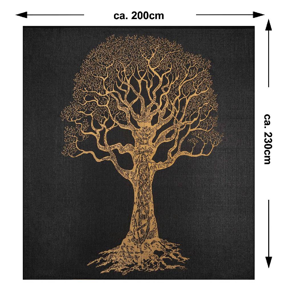 Kunst Und Magie Kunst Und Magie Tagesdecke Wandbehang Deko Tuch Goldener Baum Ca. 200 X 230cm XL