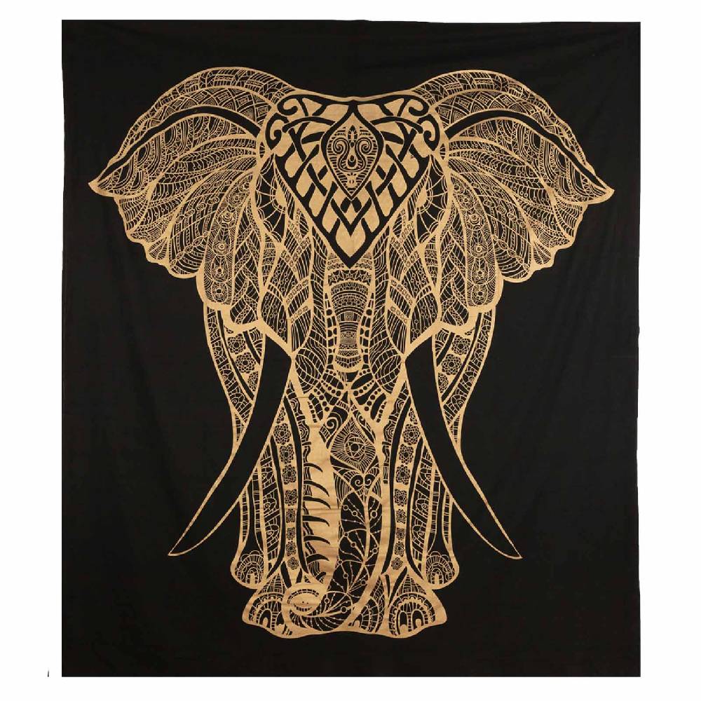 Kunst Und Magie Kunst Und Magie Tagesdecke Wandbehang Deko Tuch Goldener Elefant Ca. 200 X 230cm