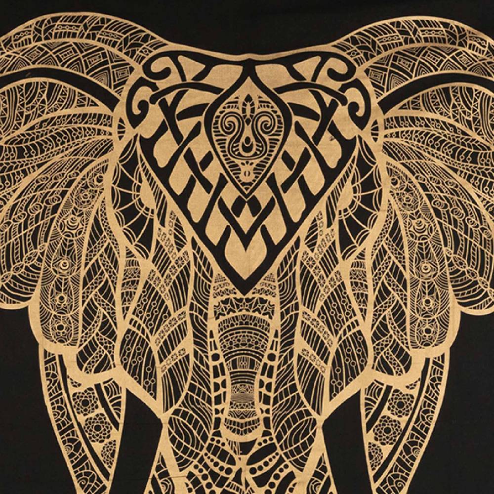 Kunst Und Magie Kunst Und Magie Tagesdecke Wandbehang Deko Tuch Goldener Elefant Ca. 200 X 230cm
