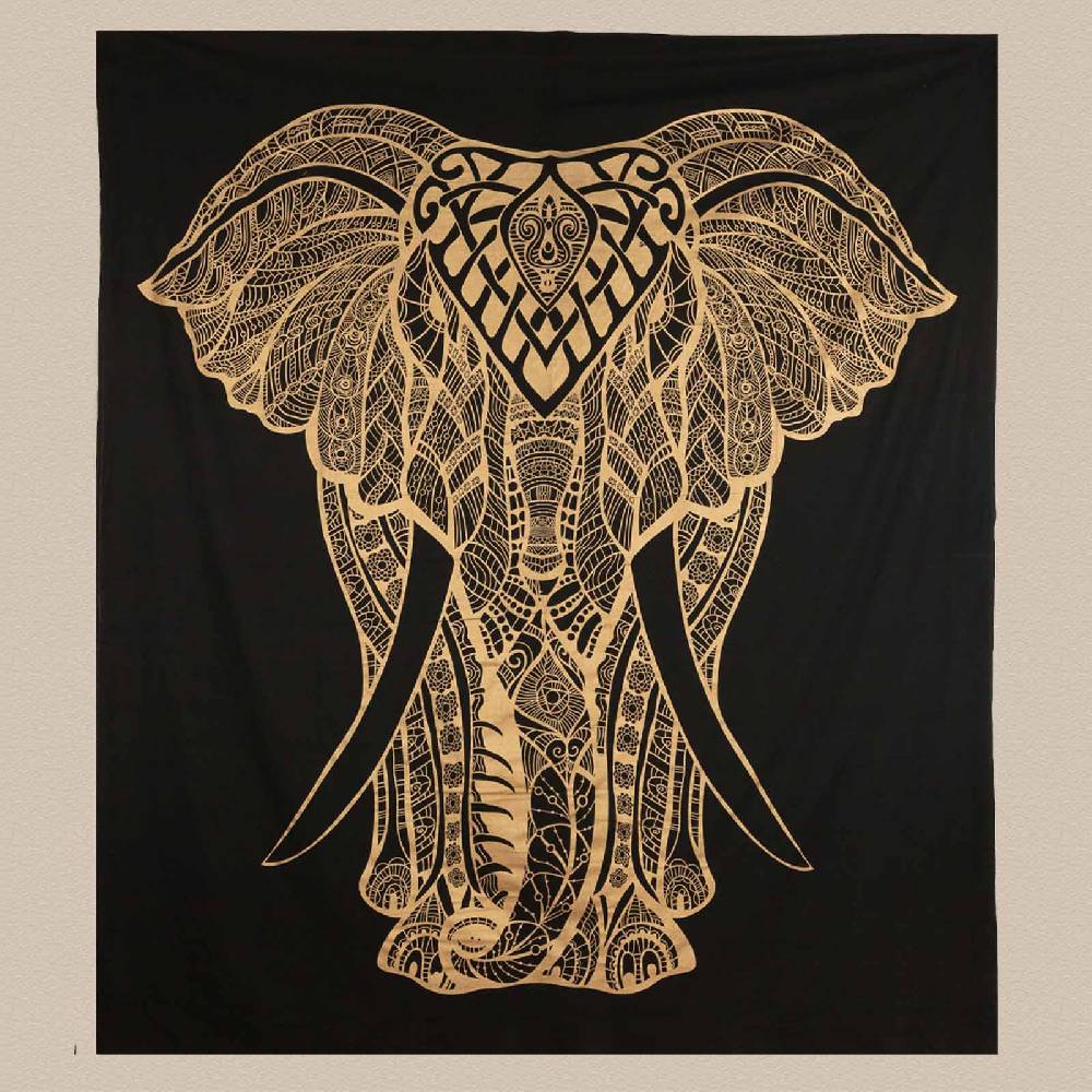 Kunst Und Magie Kunst Und Magie Tagesdecke Wandbehang Deko Tuch Goldener Elefant Ca. 200 X 230cm