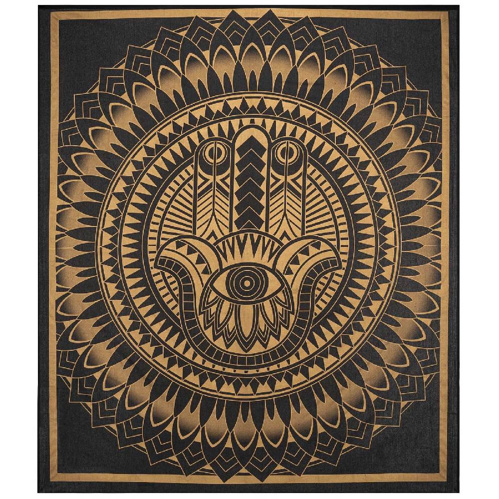 Kunst Und Magie Kunst Und Magie Tagesdecke Wandbehang Deko Tuch HAMSA Gold Ca. 200 X 230cm