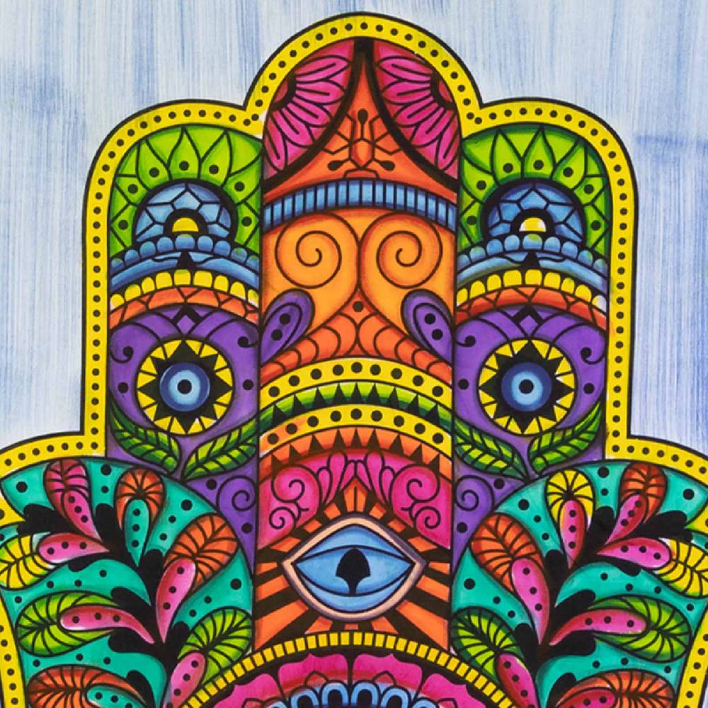 Kunst Und Magie Kunst Und Magie Tagesdecke Wandbehang Deko Tuch Hamsa Hand UV Aktiv Ca. 200 X 135 Cm