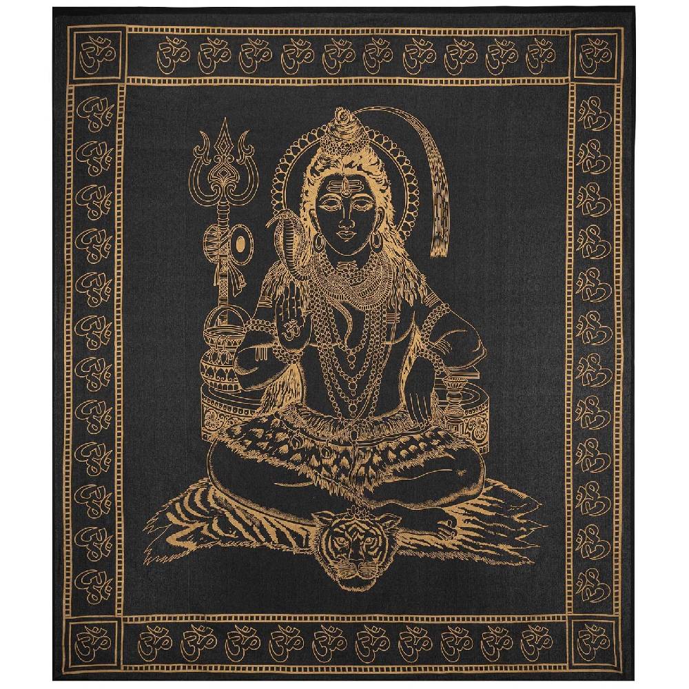 Kunst Und Magie Kunst Und Magie Tagesdecke Wandbehang Deko Tuch Lord Shiva Gold Ca. 200 X 230cm