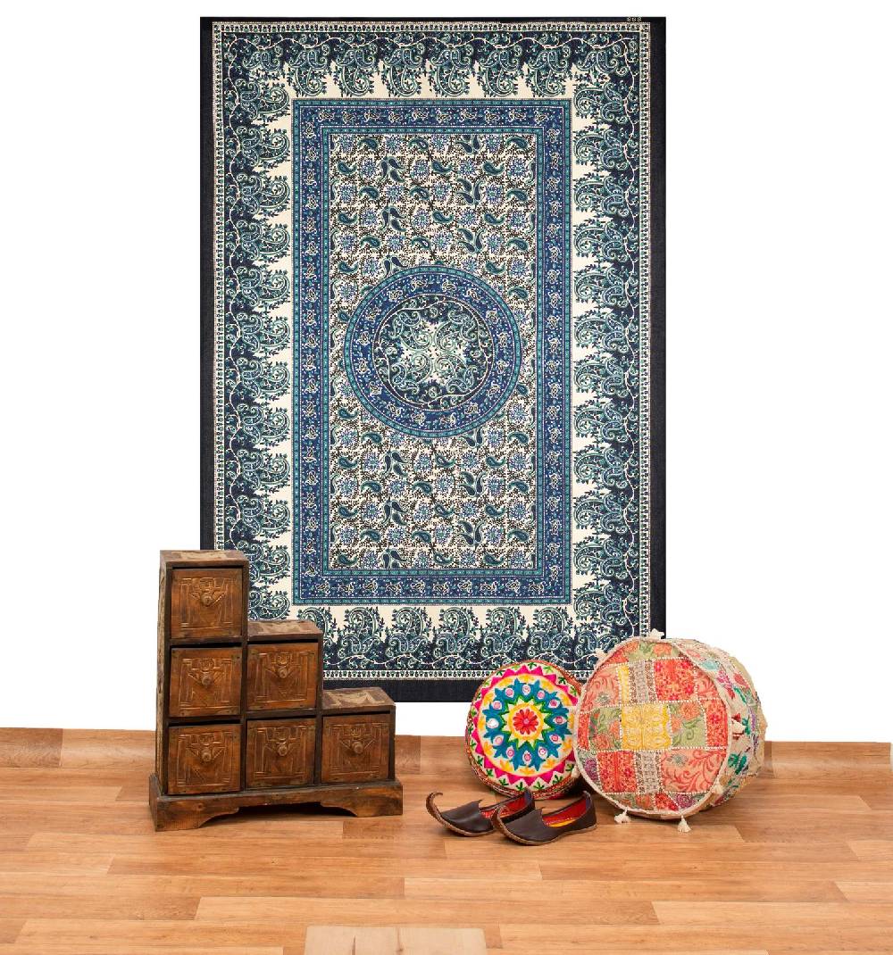 Kunst Und Magie Kunst und Magie Tagesdecke Wandbehang Deko Tuch Mandala ca 135 x 200cm