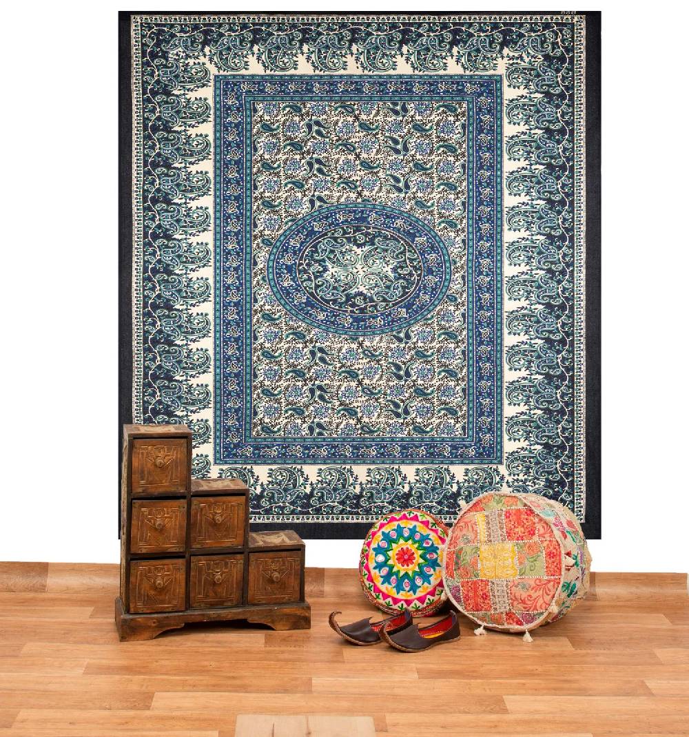 Kunst Und Magie Kunst und Magie Tagesdecke Wandbehang Deko Tuch Mandala ca. 210 x 230 cm