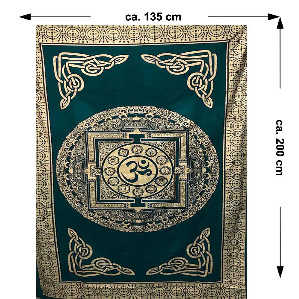 Kunst Und Magie Kunst Und Magie Tagesdecke Wandbehang Deko Tuch Om Yantra Mandala Ca. 200 X135cm