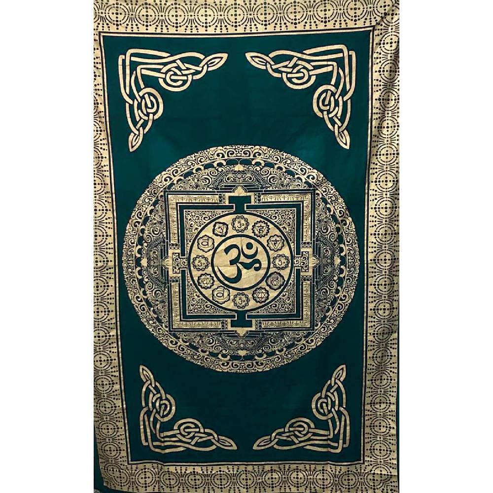 Kunst Und Magie Kunst und Magie Tagesdecke Wandbehang Deko Tuch Om Yantra Mandala ca. 200 x135cm