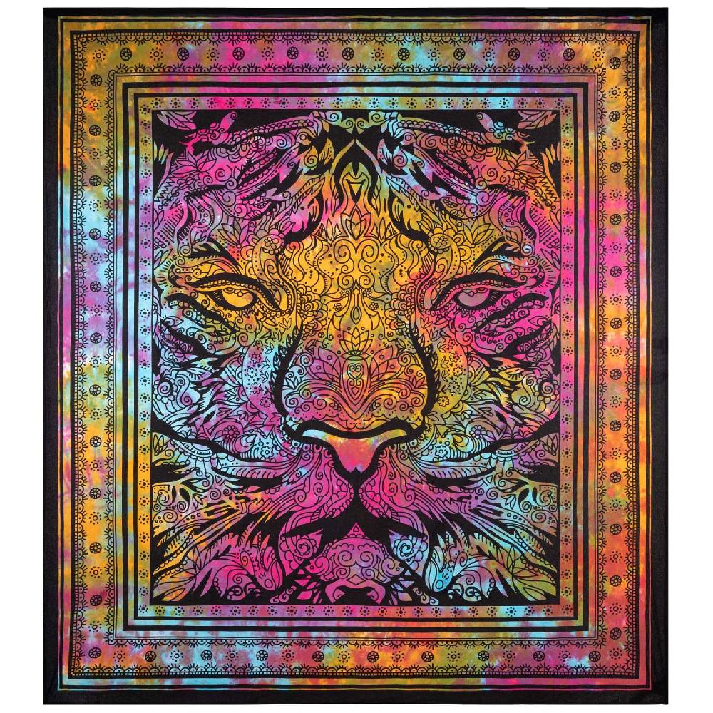 Kunst Und Magie Kunst Und Magie Tagesdecke Wandbehang Deko Tuch Tiger Meditation Ca. 200 X 225 Cm