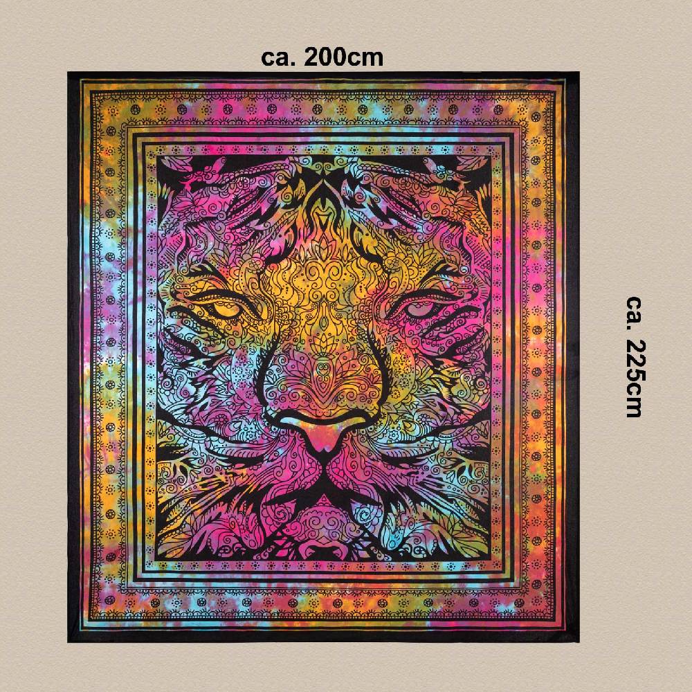 Kunst Und Magie Kunst Und Magie Tagesdecke Wandbehang Deko Tuch Tiger Meditation Ca. 200 X 225 Cm