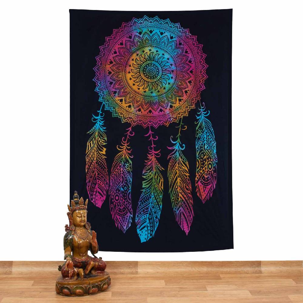 Kunst Und Magie Kunst und Magie Tagesdecke Wandbehang Deko Tuch Traumfänger Dreamcatcher ca.200x135cm