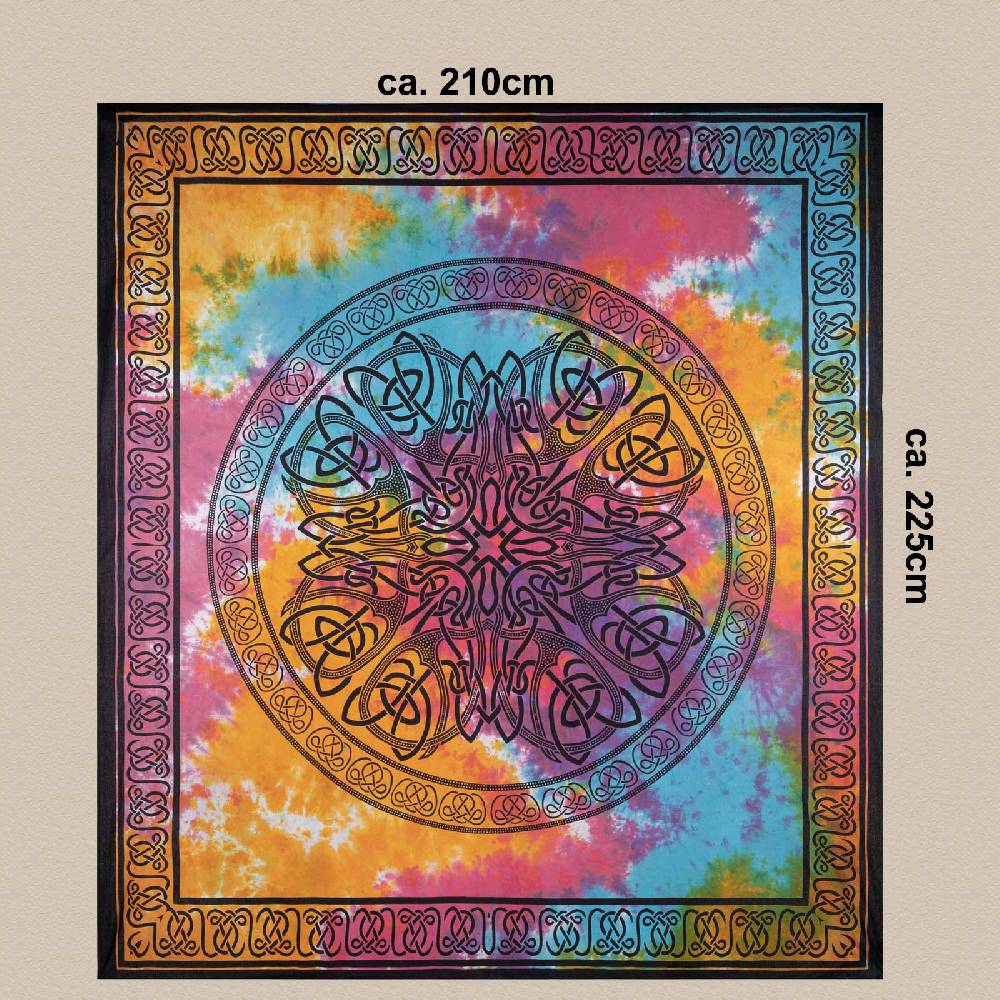 Kunst Und Magie Kunst Und Magie Tagesdecke Wandbehang Keltisch Tuch Buntes Celtic Mandala Ca. 210 X 225cm