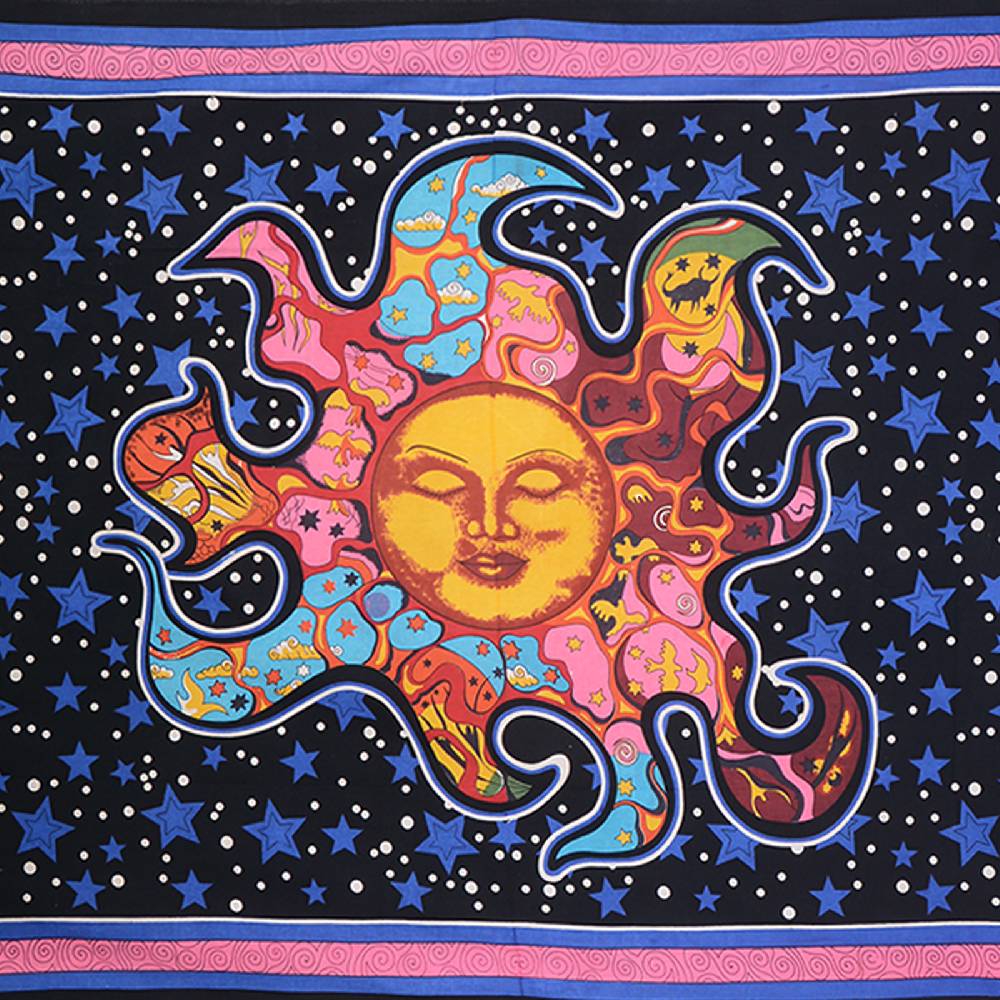 Kunst Und Magie Kunst Und Magie Tagesdecke Wandbehang Luna Sternenhimmel Tuch Schwarz Ca. 200 X 140 Cm