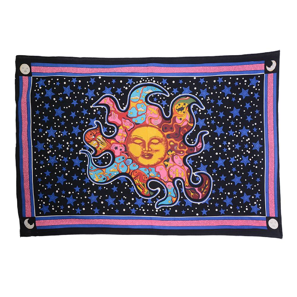 Kunst Und Magie Kunst und Magie Tagesdecke Wandbehang Luna Sternenhimmel Tuch schwarz ca. 200 x 140 cm