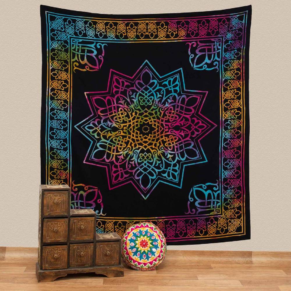 Kunst Und Magie Kunst und Magie Tagesdecke Wandbehang Stern Deko Star Tuch Mandala Bunt ca. 200 x 230cm