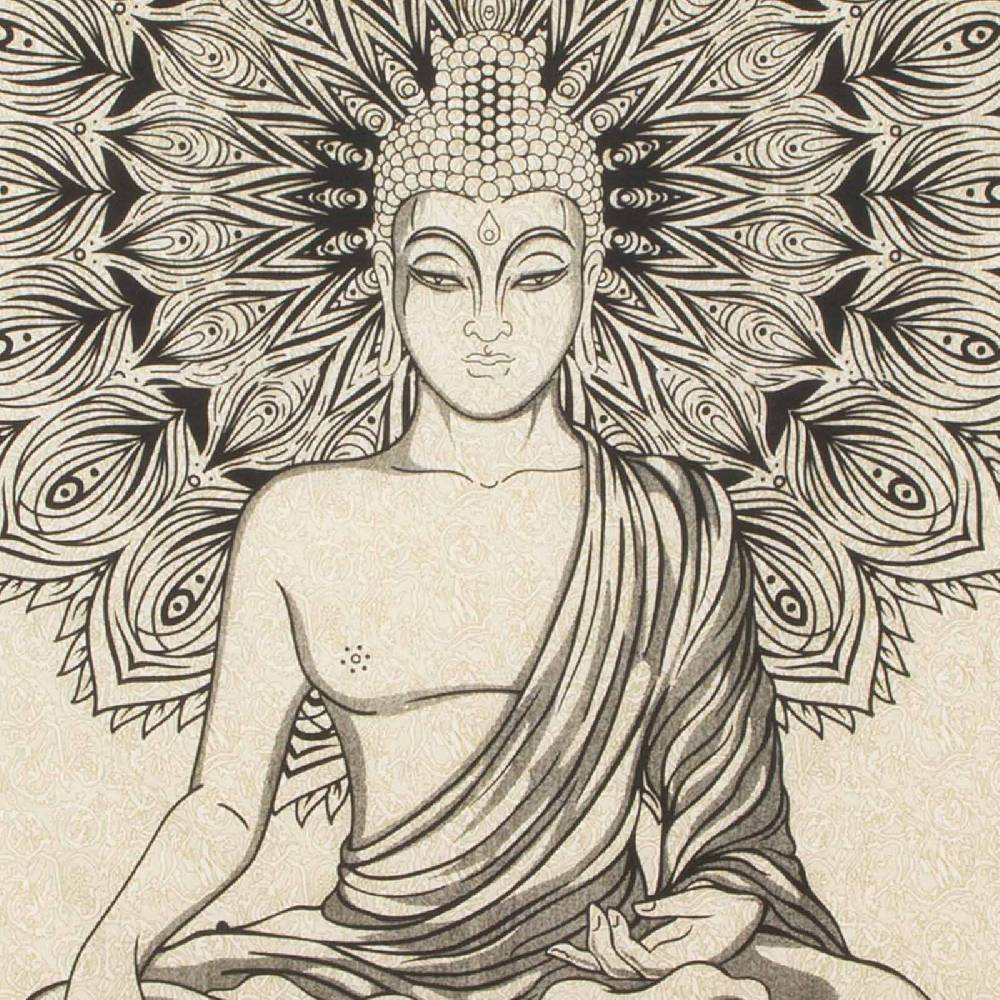 Kunst Und Magie Kunst Und Magie Tagesdecke Wandbehang Tuch Buddha Mandala Ca. 200 X 135 Cm