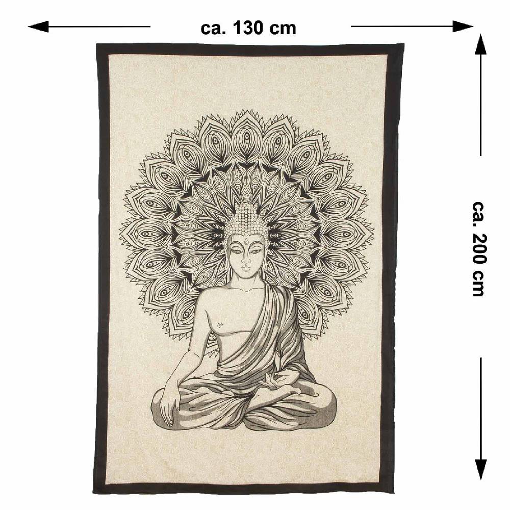 Kunst Und Magie Kunst Und Magie Tagesdecke Wandbehang Tuch Buddha Mandala Ca. 200 X 135 Cm