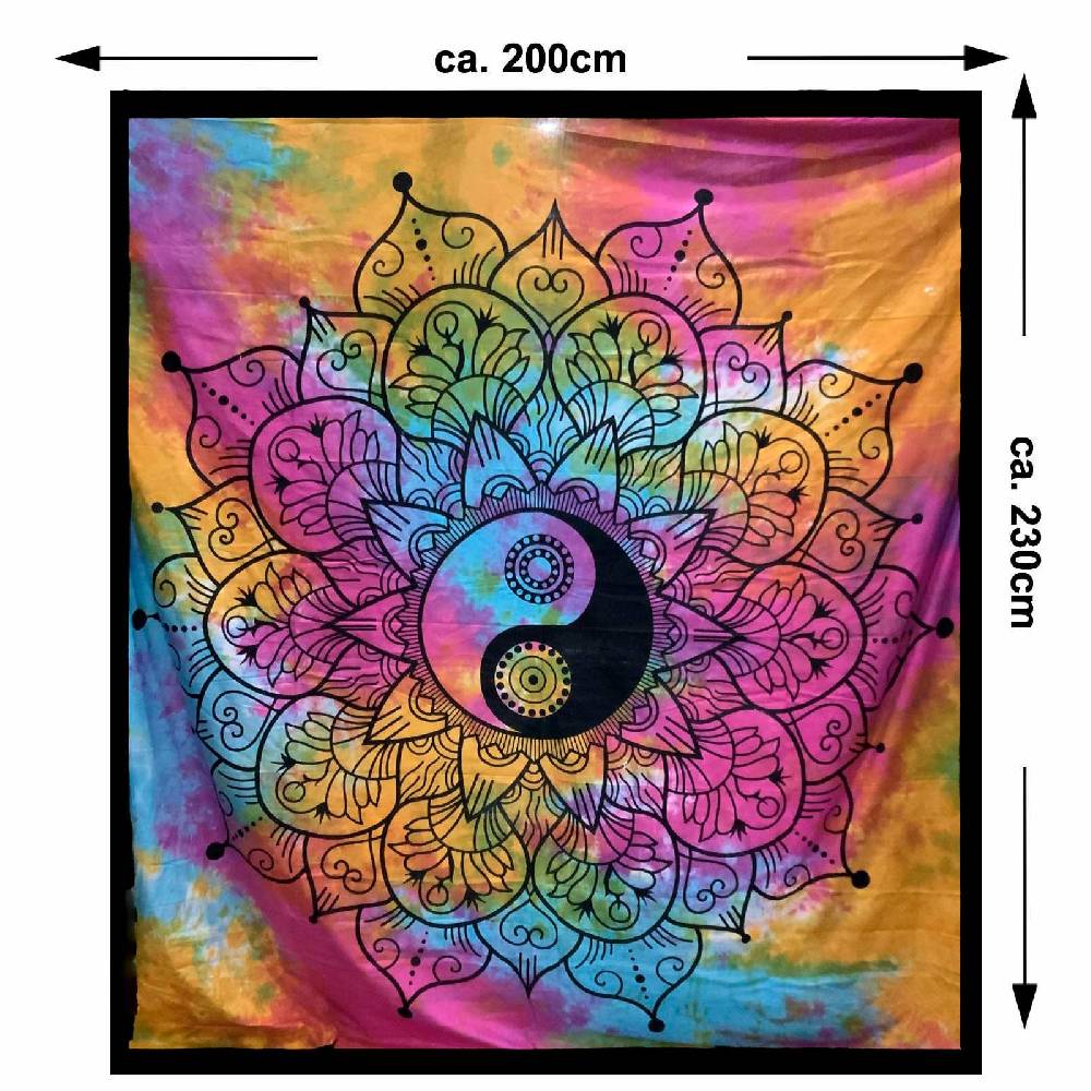Kunst Und Magie Kunst Und Magie Tagesdecke Wandbehang Tuch Buntes Ying & Yang Mandala Ca. 200 X 230cm