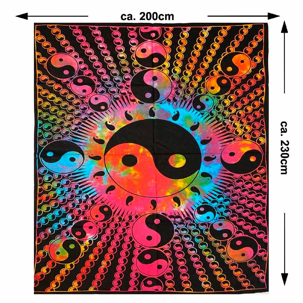 Kunst Und Magie Kunst Und Magie Tagesdecke Wandbehang Tuch Buntes Ying & Yang Mandala Ca. 200 X 230cm