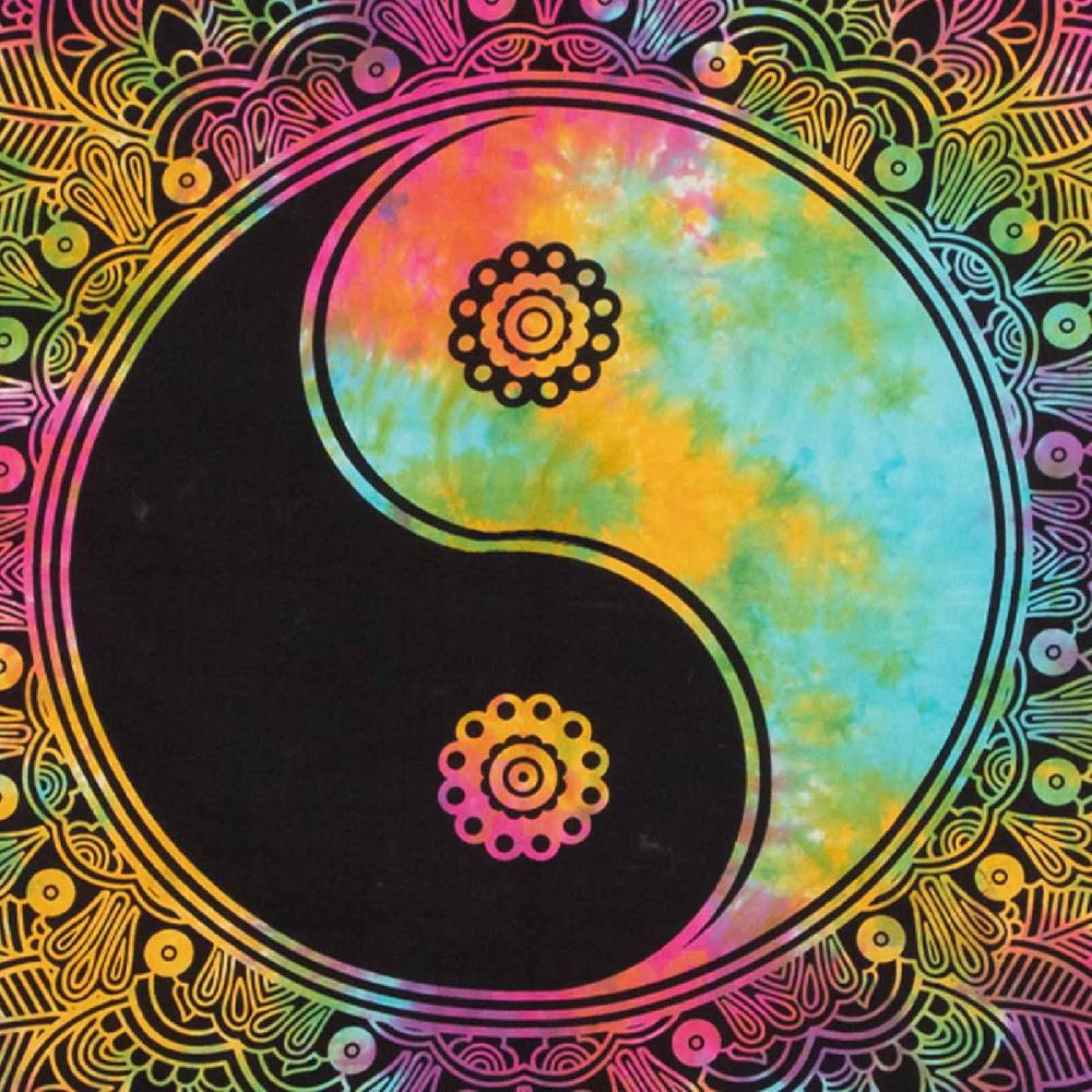 Kunst Und Magie Kunst Und Magie Tagesdecke Wandbehang Tuch Buntes Ying & Yang Mandala Ca. 200 X 230cm