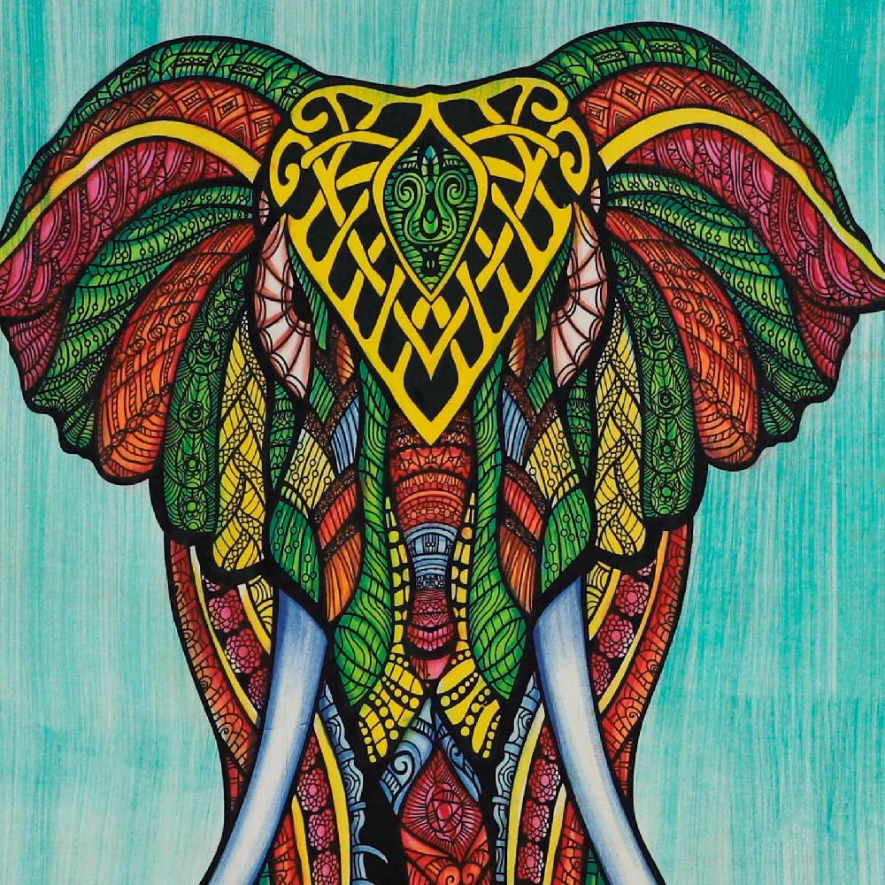 Kunst Und Magie Kunst Und Magie Tagesdecke Wandbehang Tuch Elefant UV Aktiv Ca. 200 X 135 Cm