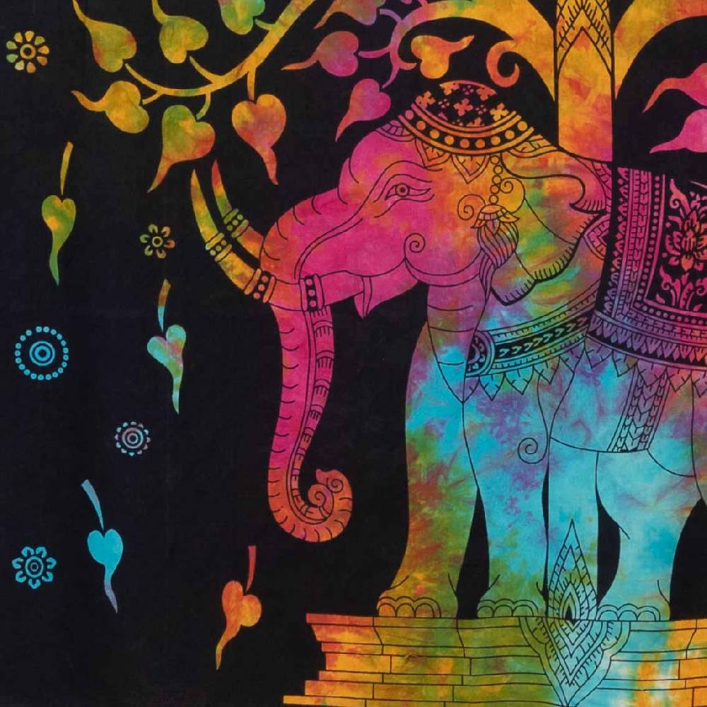Kunst Und Magie Kunst Und Magie Tagesdecke Wandbehang Tuch Elefanten Mandala Ca. 200 X 135 Cm