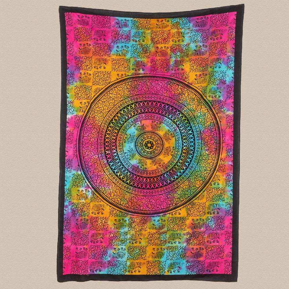 Kunst Und Magie Kunst Und Magie Tagesdecke Wandbehang Tuch Elefanten Mandala Ca. 200 X 135 Cm
