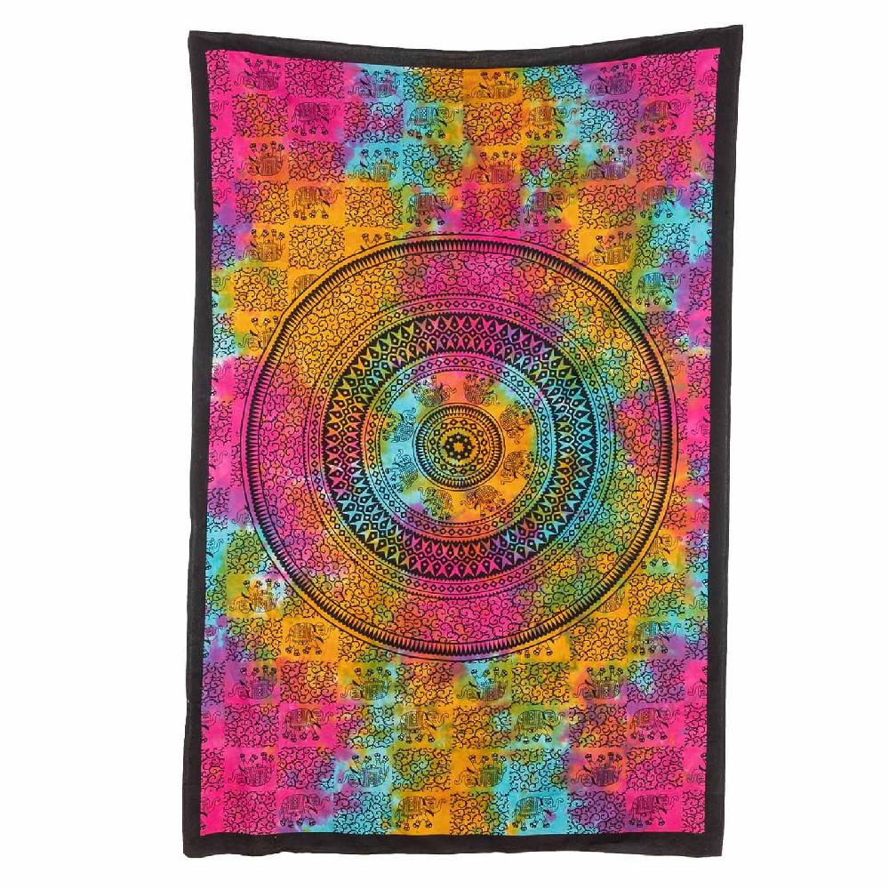 Kunst Und Magie Kunst Und Magie Tagesdecke Wandbehang Tuch Elefanten Mandala Ca. 200 X 135 Cm