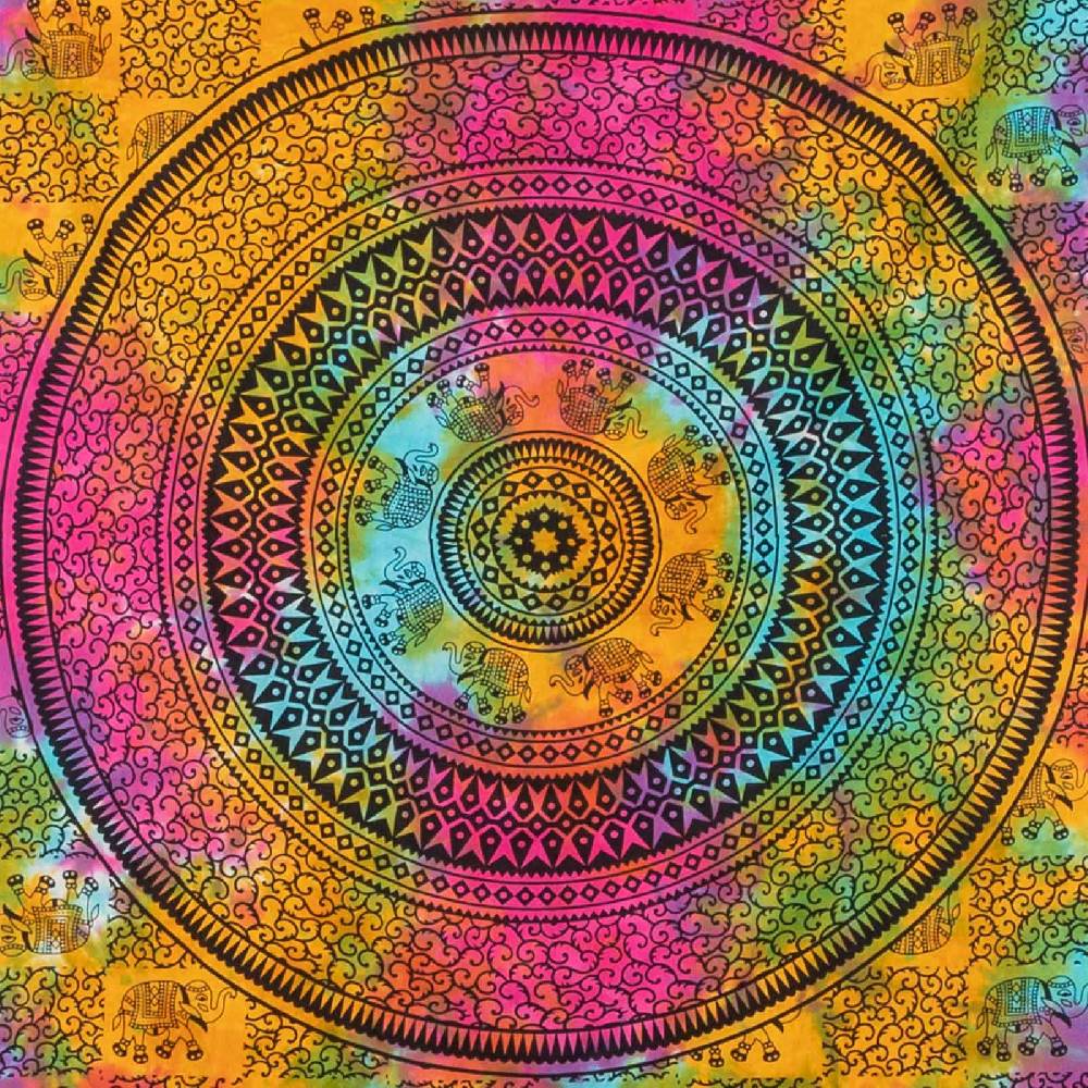 Kunst Und Magie Kunst Und Magie Tagesdecke Wandbehang Tuch Elefanten Mandala Ca. 200 X 135 Cm