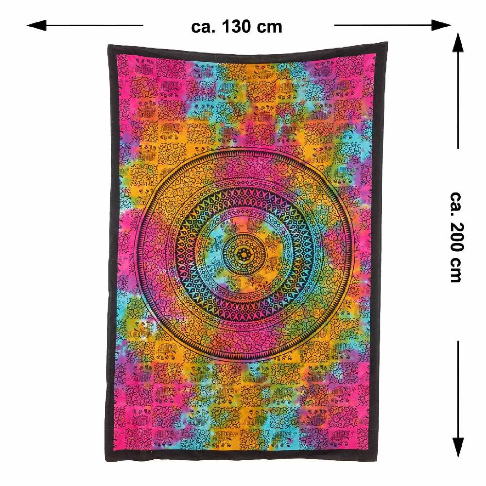 Kunst Und Magie Kunst Und Magie Tagesdecke Wandbehang Tuch Elefanten Mandala Ca. 200 X 135 Cm