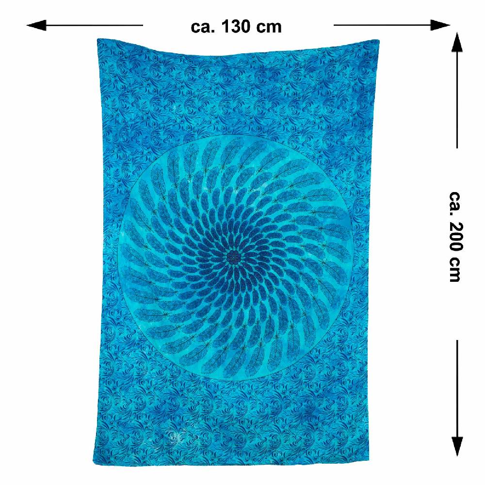 Kunst Und Magie Kunst Und Magie Tagesdecke Wandbehang Tuch Feder Mandala Ca. 200 X 135 Cm