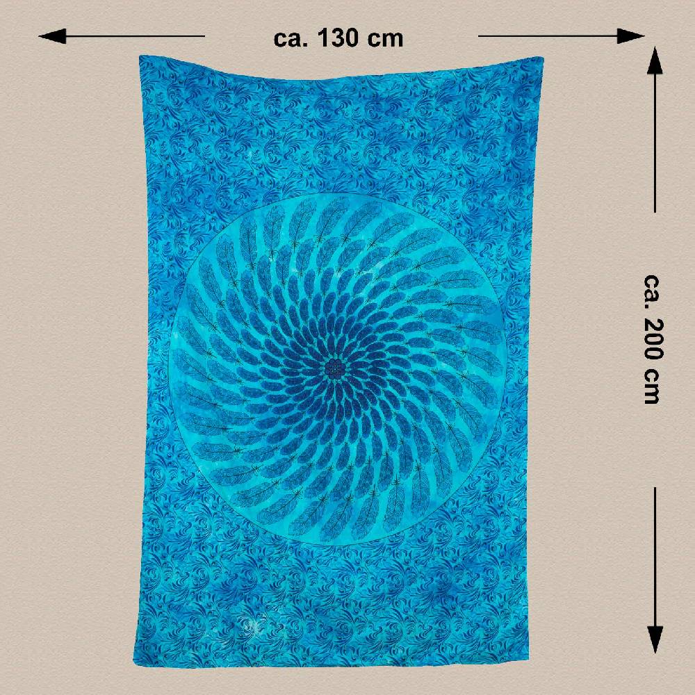 Kunst Und Magie Kunst Und Magie Tagesdecke Wandbehang Tuch Feder Mandala Ca. 200 X 135 Cm