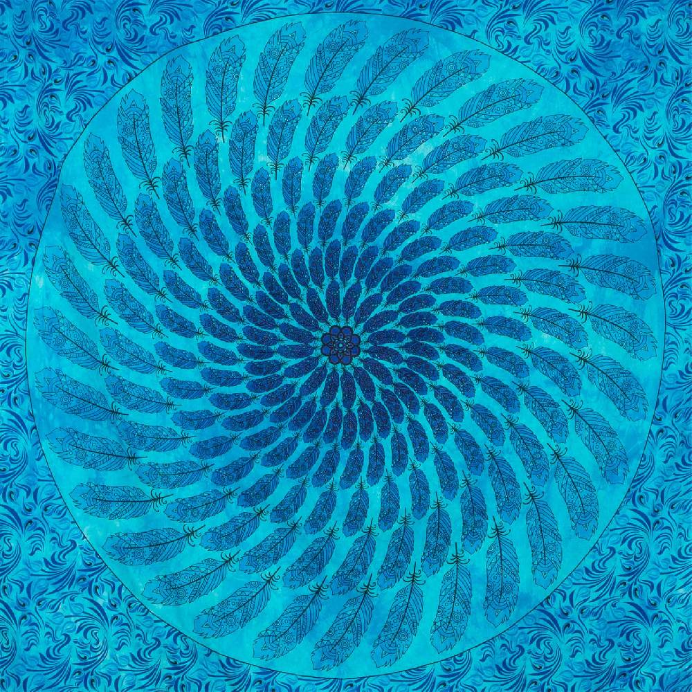 Kunst Und Magie Kunst Und Magie Tagesdecke Wandbehang Tuch Feder Mandala Ca. 200 X 135 Cm