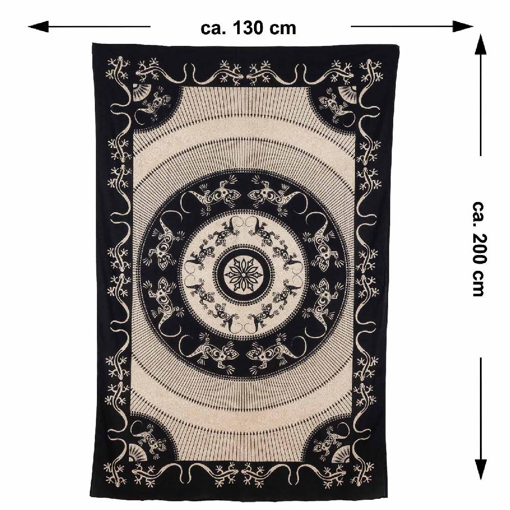 Kunst Und Magie Kunst Und Magie Tagesdecke Wandbehang Tuch Gecko Mandala Ca. 200 X 135 Cm