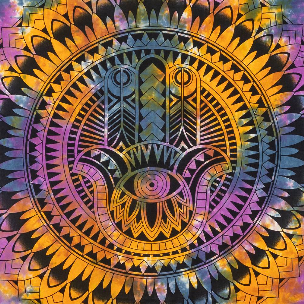 Kunst Und Magie Kunst Und Magie Tagesdecke Wandbehang Tuch Hamsa Hand Der Fatima Ca. 200 X 135 Cm
