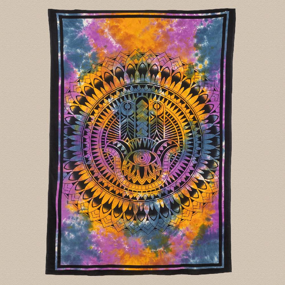 Kunst Und Magie Kunst Und Magie Tagesdecke Wandbehang Tuch Hamsa Hand Der Fatima Ca. 200 X 135 Cm
