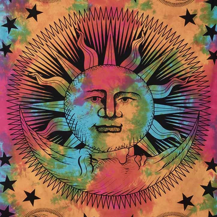 Kunst Und Magie Kunst Und Magie Tagesdecke Wandbehang Tuch Sonne Mond Sterne Ca. 200 X 135 Cm