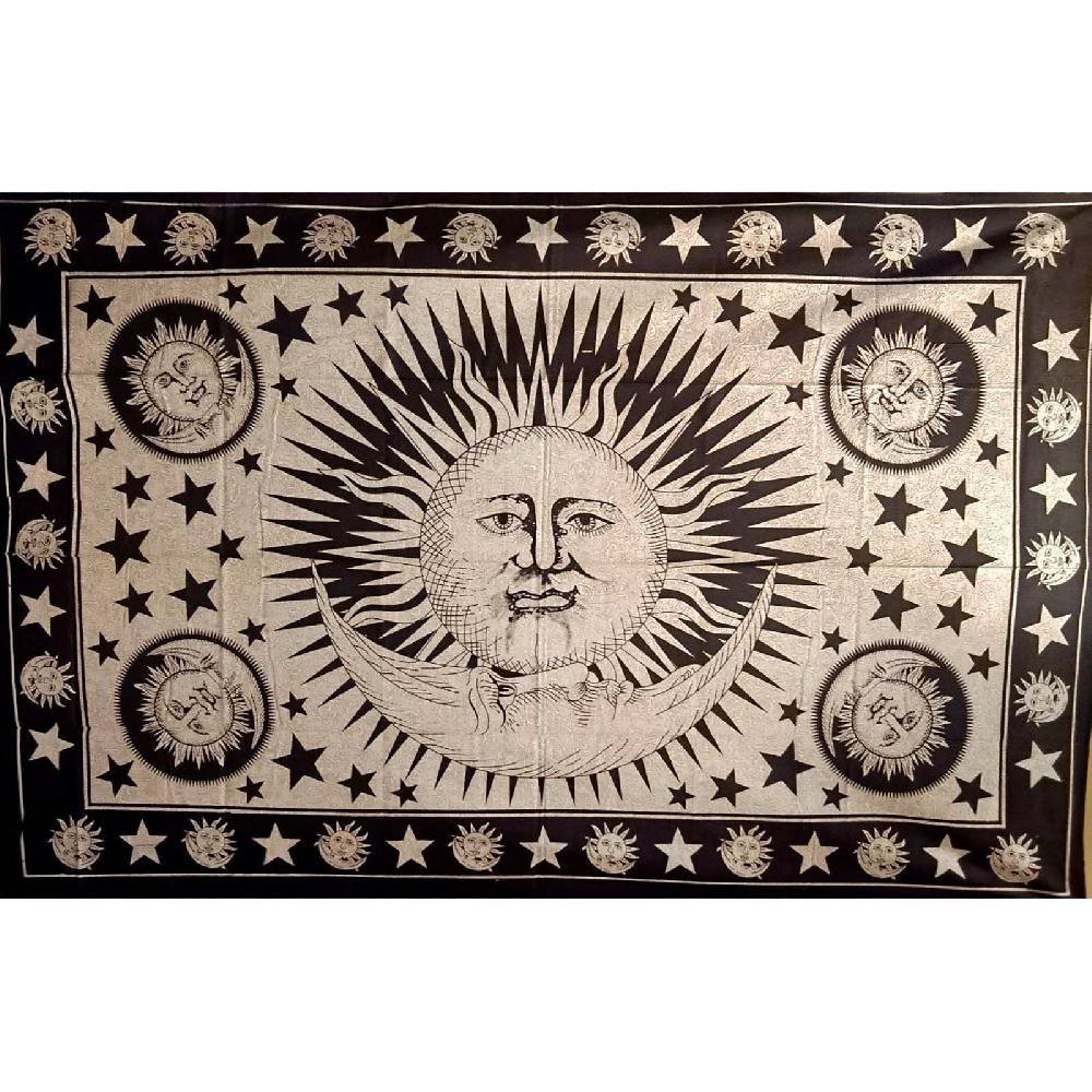 Kunst Und Magie Kunst und Magie Tagesdecke Wandbehang Tuch Sonne Mond Sterne ca. 200 x 135 cm