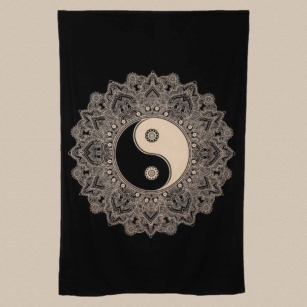 Kunst Und Magie Kunst Und Magie Tagesdecke Wandbehang Tuch Ying & Yang Mandala Ca. 200 X 135 Cm